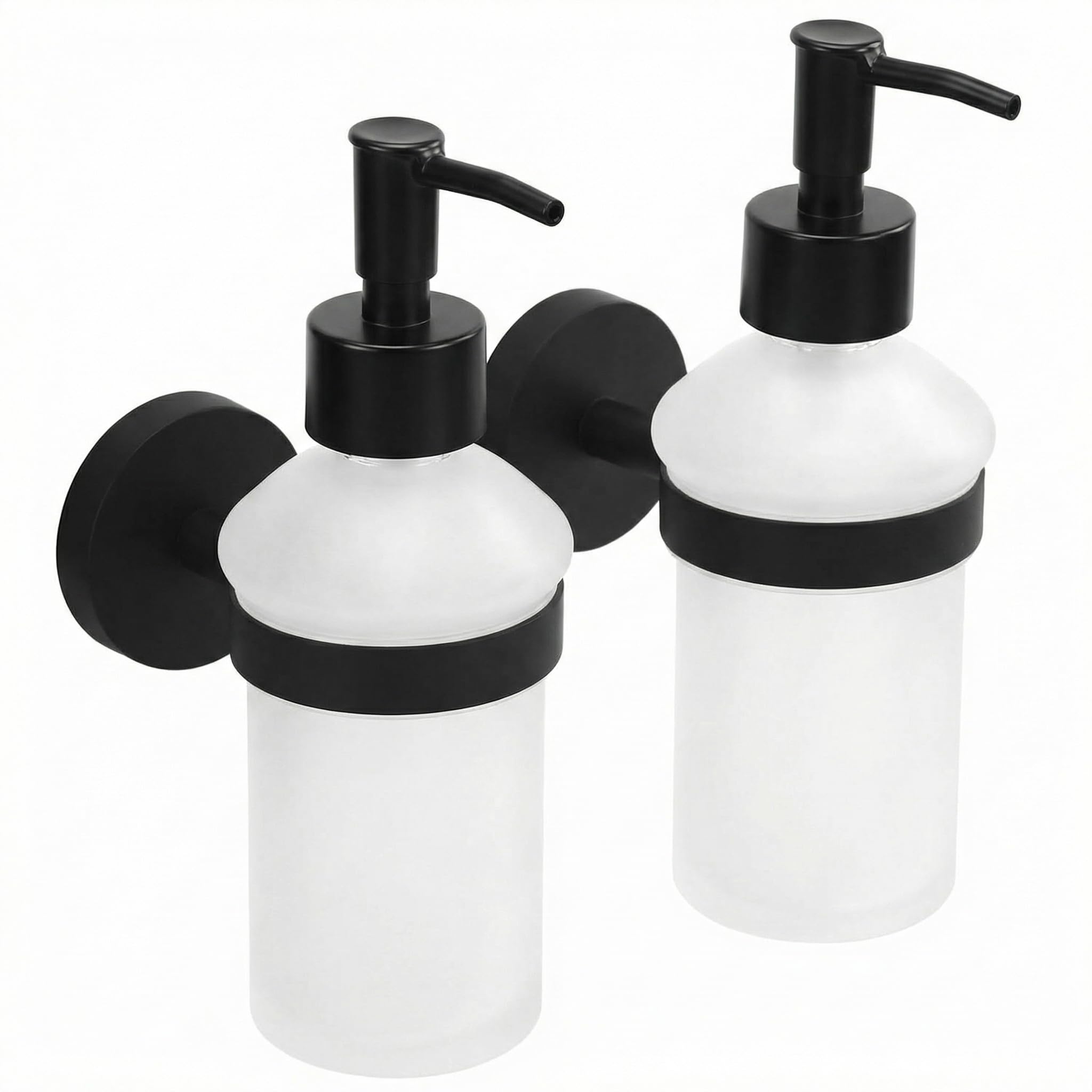 QWORK® Wall Mounted Soap Dispenser, Shower Soap Dispenser, 304 Stainless Steel,Suitable For Shower Gel, Hand Soap, Black