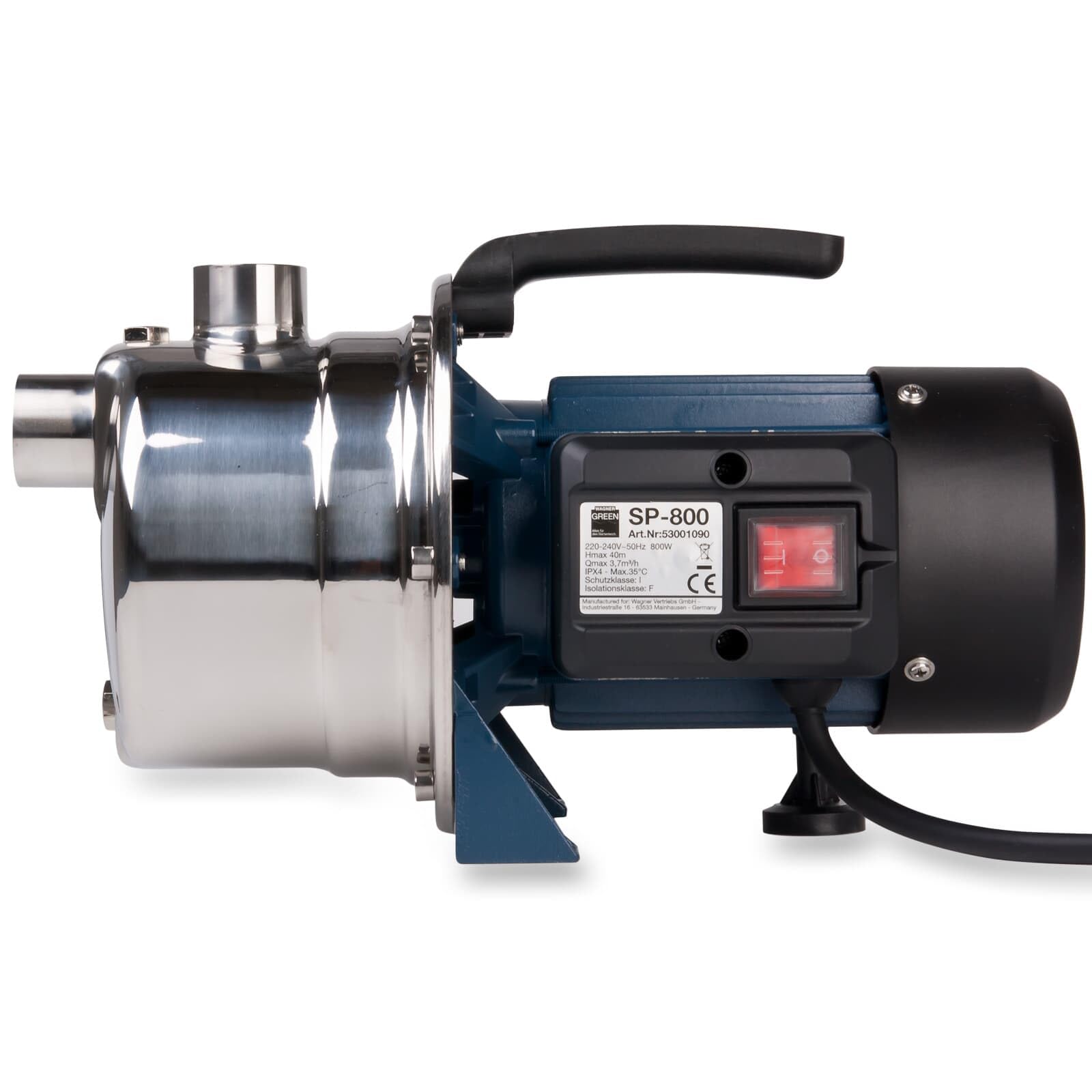 Wagner GREEN SP-800 Gartenpumpe 800W 3700 l/h Edelstahl Spülpumpe für Trommelfilter Teichpumpe selbstansaugend 1 Zoll