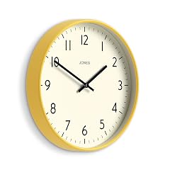 JONES CLOCKS® Studio wall Clock | Modern Round Style | 12 inch | Yellow | Easy to Read Numbers | photo JONES CLOCKS® Studio wall Clock | Modern Round Style | 12 inch | Yellow | Easy to Read Numbers |