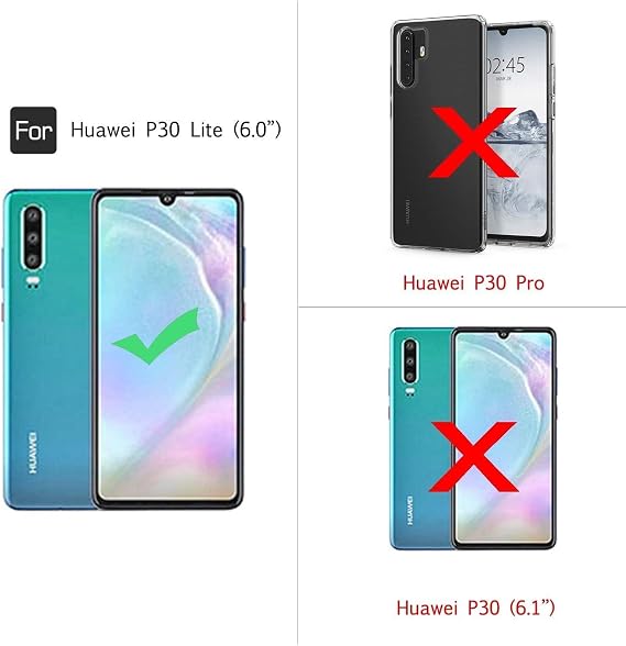 LeYi for Huawei P30 Lite/P30 Lite New Edition Case and Tempered Glass Screen Protector [2 Pack],Cover with Ring Holder Shockproof Protective Silicone Bumper Armour Hard Phone Case for P30 Lite Black