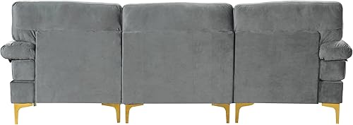 Miniatura 8 de Sofá modular moderno en forma de L, con diván extra ancho y patas doradas Gris,Negro -,Verde,Naranja,Gris oscuro,marino,Púrpura