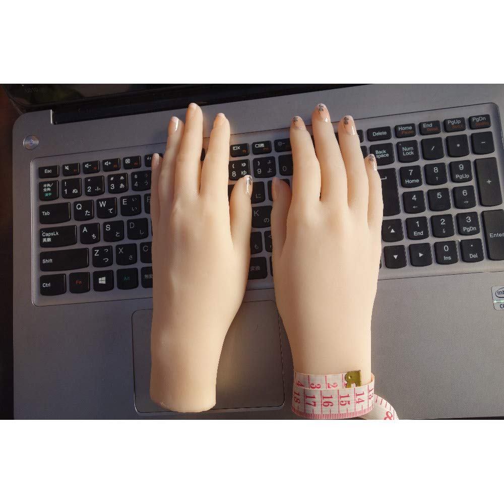 Piedi o mani in silicone, mano realistica in silicone, modello a mano in silicone, 1 paio di mani finte femminili a grandezza naturale in silicone morbido flessibile per anello braccialetto e Gl