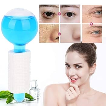 2 Bolas de Hielo Facial, Globos de Hielo Azul para Facial, Rodillos Faciales para Masaje de Piel para apretar Reducir la exagerada Bolsas para los ojos Líneas de la frente Piel áspera,