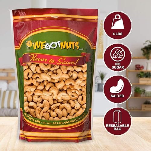 Miniatura 3 de We Got Nuts Anacardos salados asados 4 libras bolsa a granel