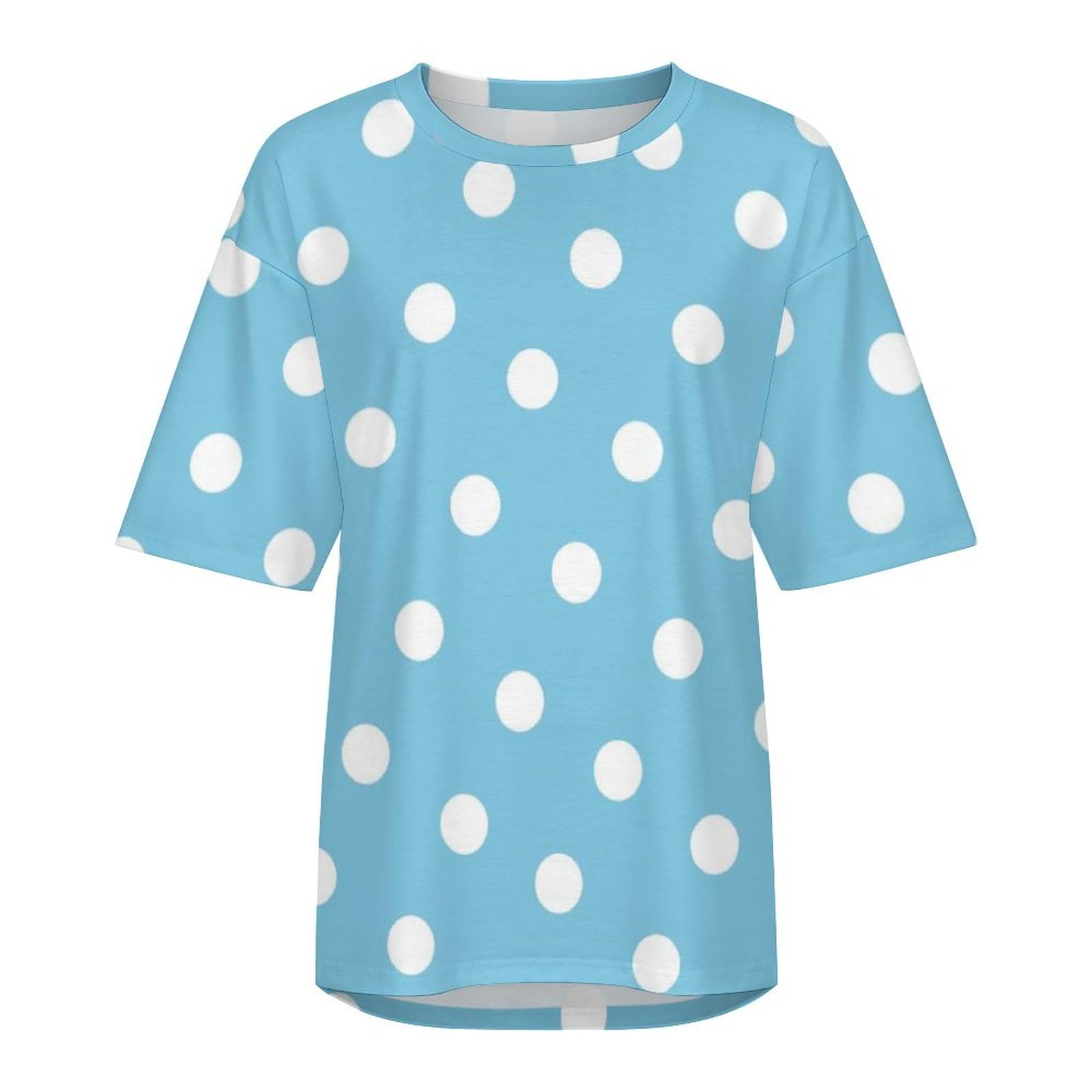 Amazon.co.jp: 半袖 Tシャツ 水色 ブルー ドット柄 水玉 レディース