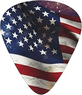 USA Flag Guitar Picks 12 Pack Bass Picks with Organizer Box Guitar Plectrum Includes Thin Medium Heavy Guitar Picks Ukulele Picks for Bass Acoustic Electric Guitars