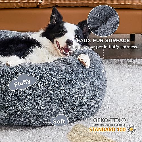 image for Bedsure Calming Dog Bed for Large Dogs - Donut Washable Large Pet Bed,