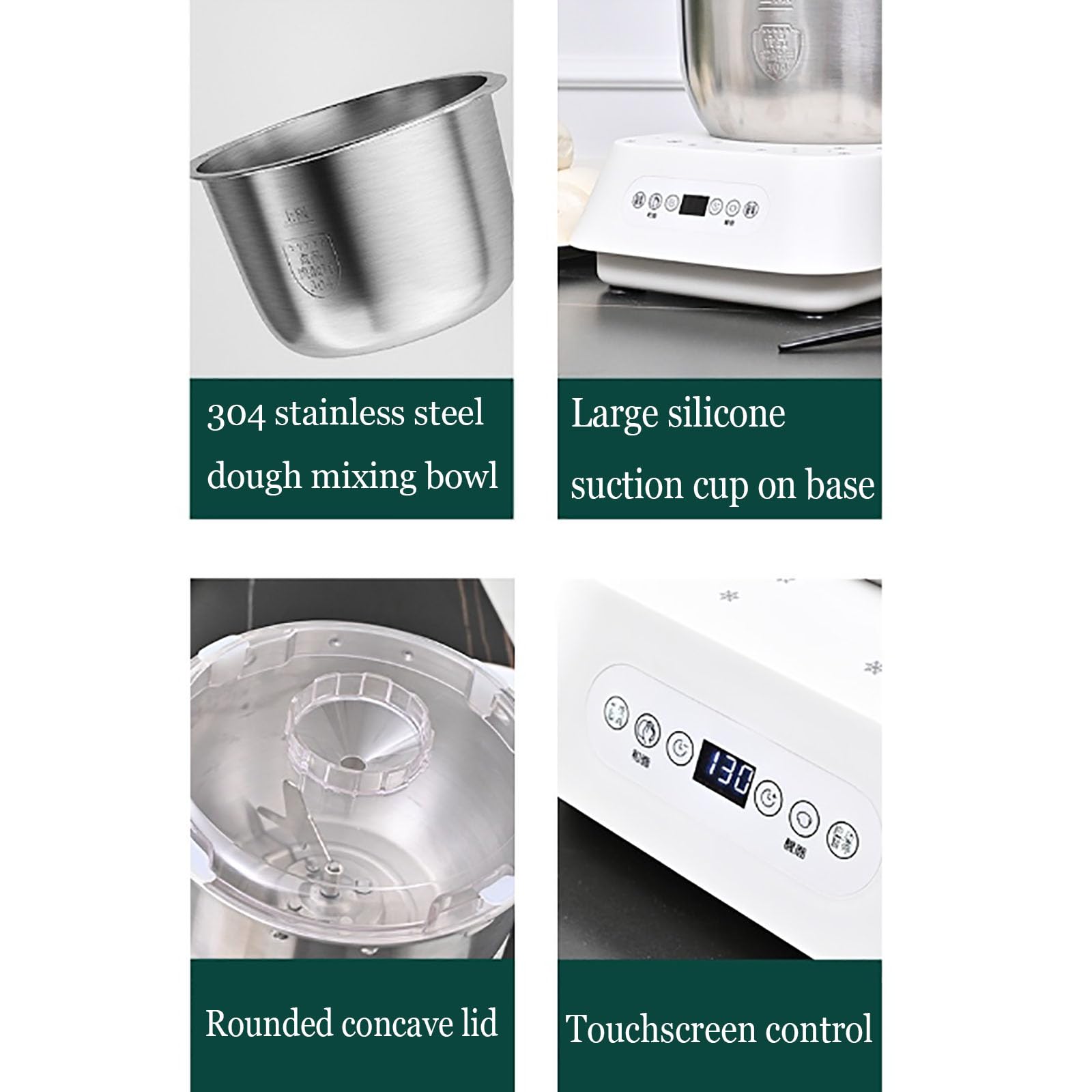 MObyat Impastatrice Automatica, Impastatrice Verticale da, Contenitore in Acciaio Inox di Grande capacità da 5 Litri, con Touch Screen, Realizzata in Acciaio Inox 304, Impasto Rapido in 15 Minuti