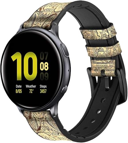 CA0040 Bible Page Leather & Silicone Smart Watch Band Strap for Samsung Galaxy Watch Watch3, Gear S3 Models Gear S3 Frontier Gear S3 Classic Size