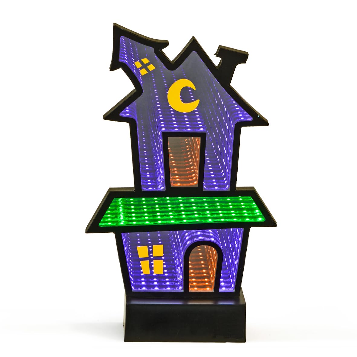 Global Gizmos Multicolor Haunted House Infinity Light/Double-Sided Halloween Mirror Light/Vibrant Colours/Usb Powered Halloween Decoration/Multicolour Fibre Optic Lamp (46389)