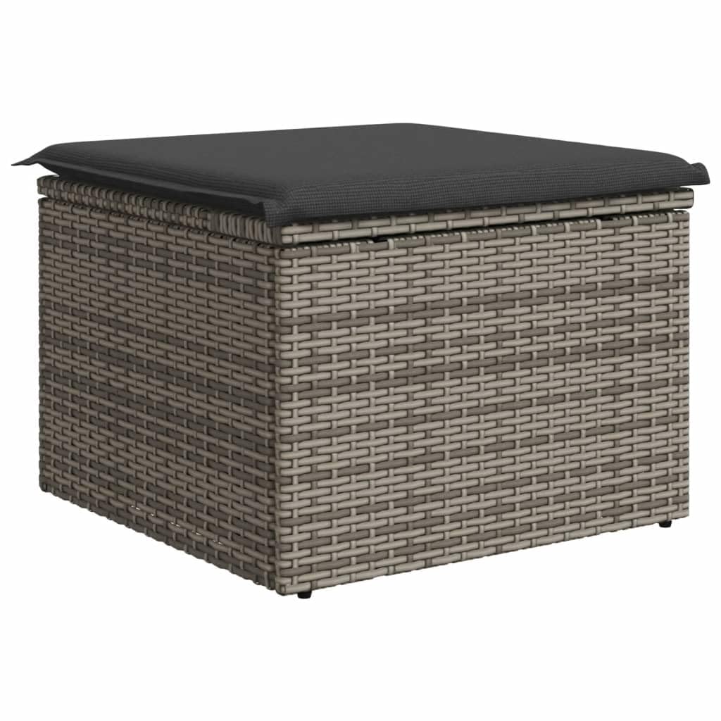 Générique Tabouret de Jardin avec Coussin Gris 55x55x37 cm résine tressée,Meubles,Mobilier de Jardin,Poufs d'extérieur,366119