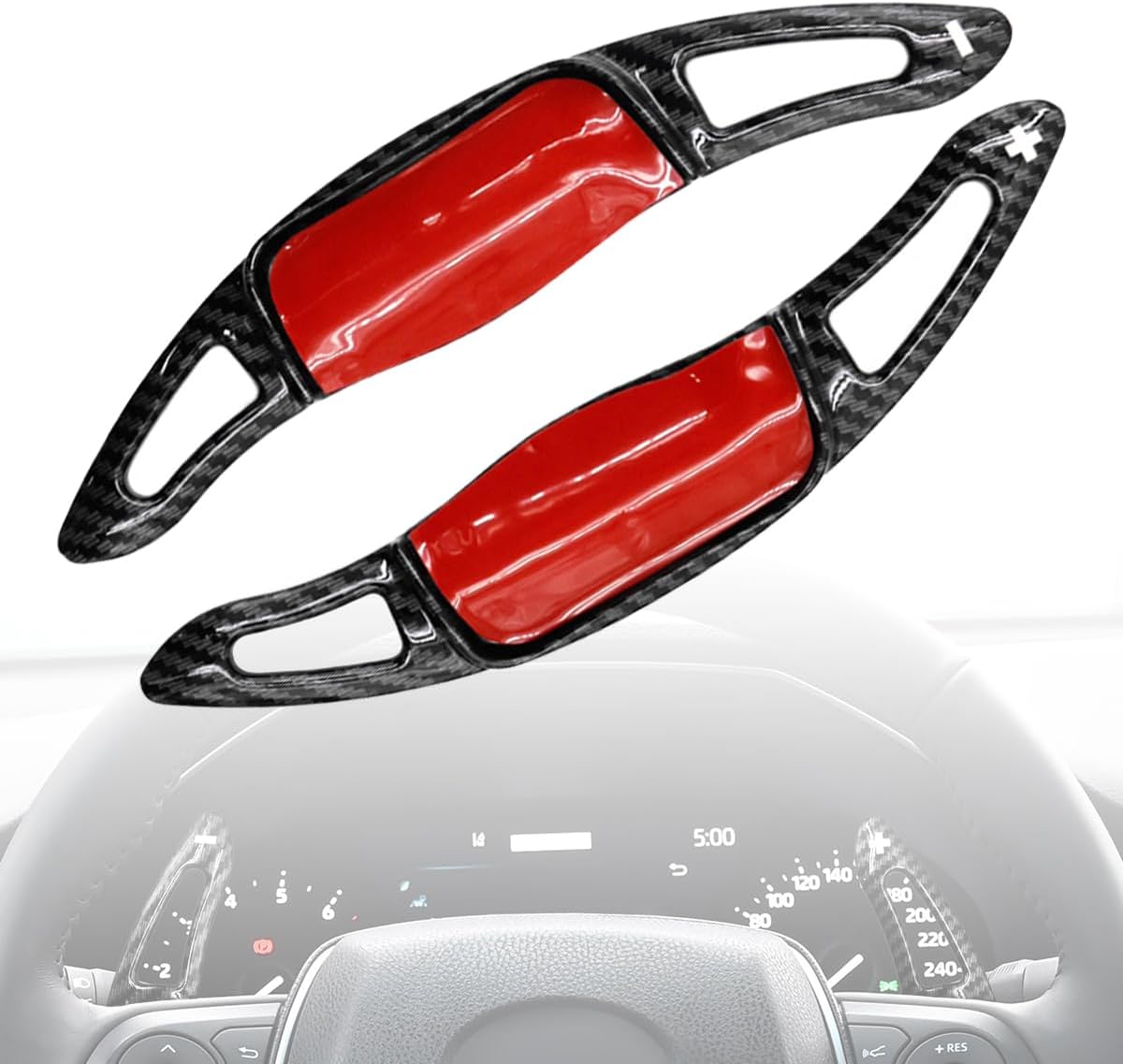Carbon Fiber Steering Wheel Shift Paddle Extension Compatible for Toyota Camry RAV4 Corolla 2019-2025, for Crown 2023-2025, for Avalon 2019-2022 Accessories Gear Shifter Lever Paddle Add-on Cover