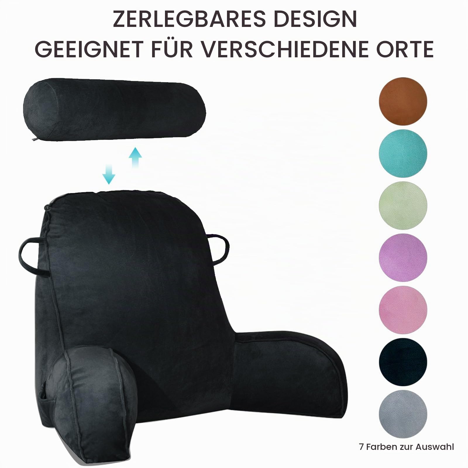 MINGPINHUIUS XL Lesekissen für Bett und Sofa mit Abnehmbarer Nackenrolle