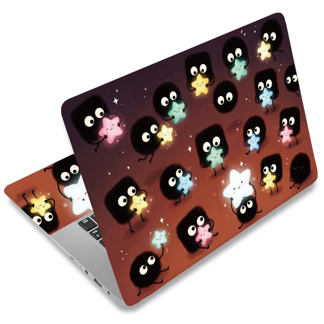 Pegatinas para portátil SUPERDANT de PVC recortable y diseño universal con estrellas negras