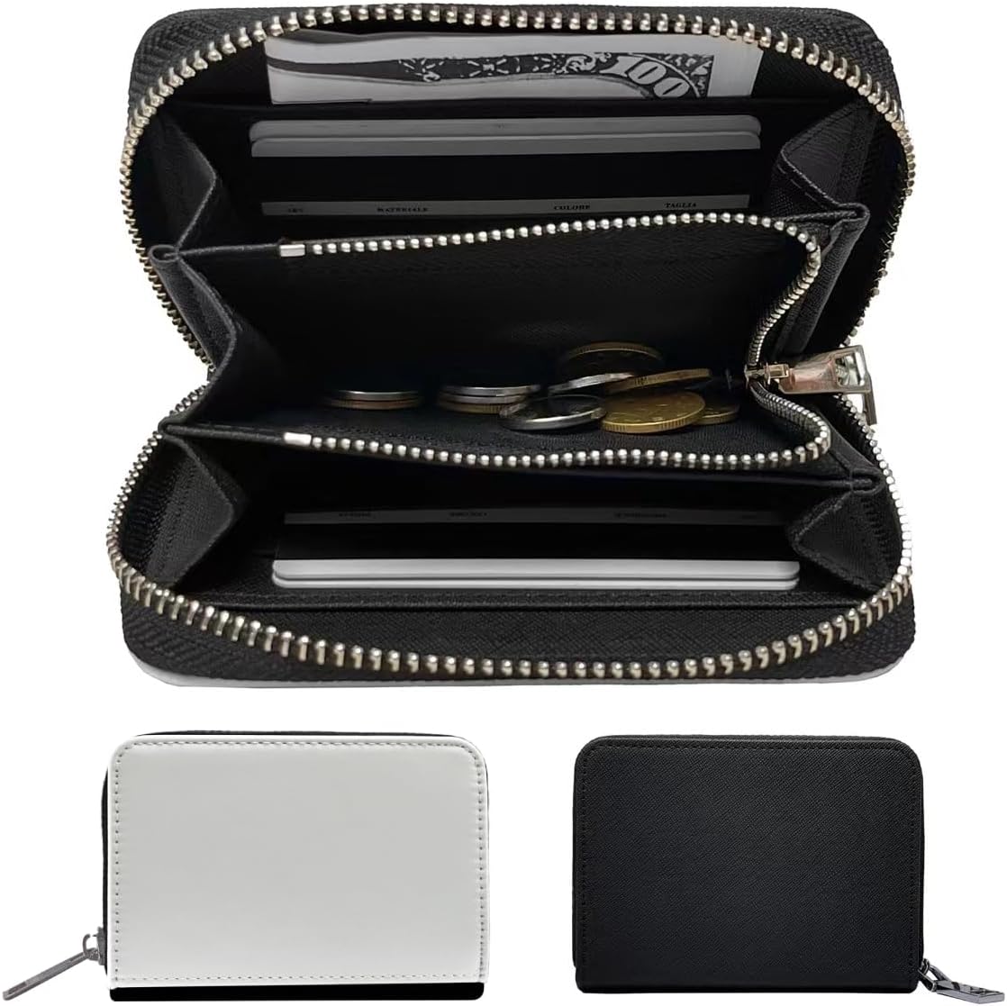8 pieces Sublimation Blank Pu leather Coin Bag wallet for women,black leather coin purse,zipper change bag, Jewelry Pouch For DIY Heat Transfer Print