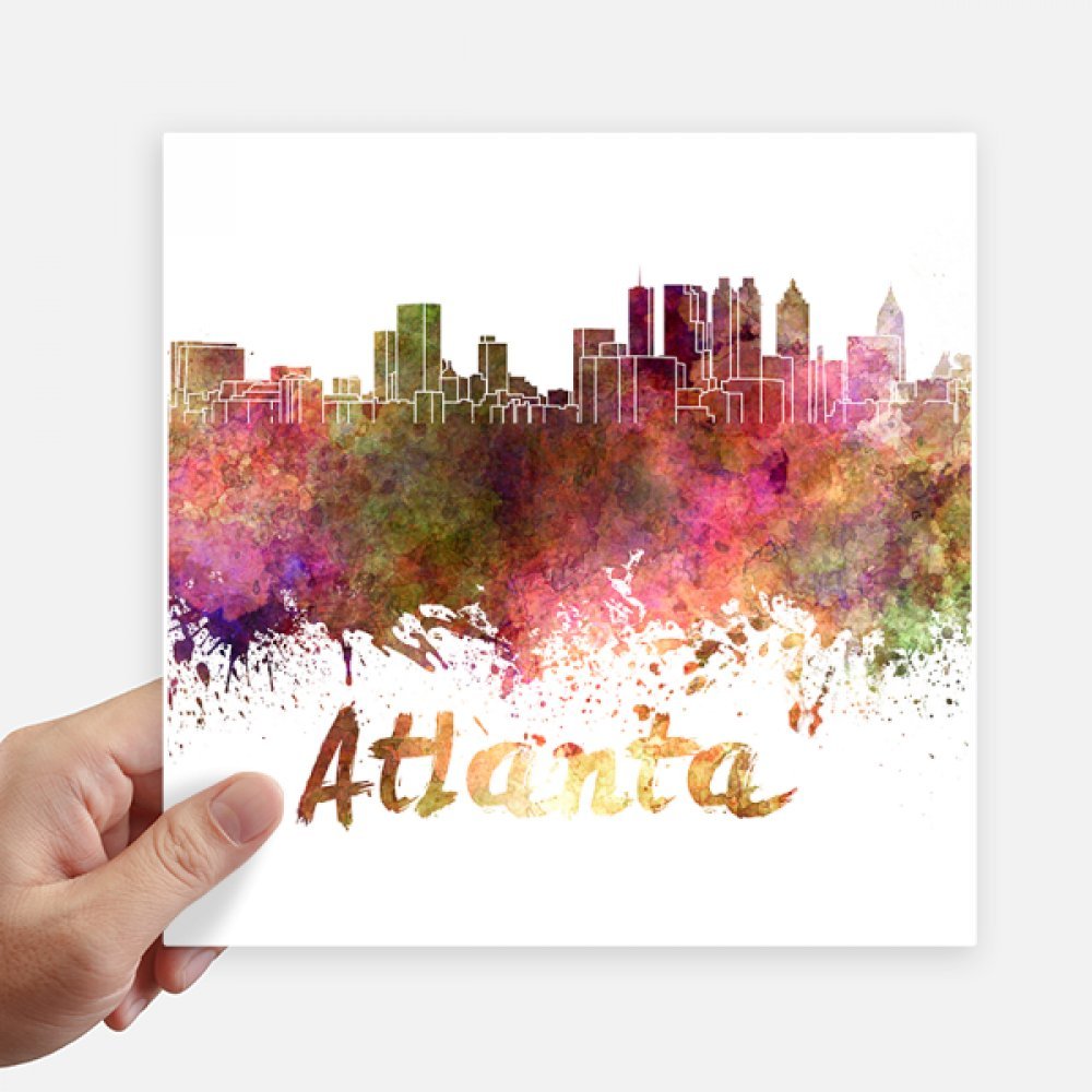 Autocollant Atlanta aquarelle pour customiser une valise et couvrir un PC portable 20cm