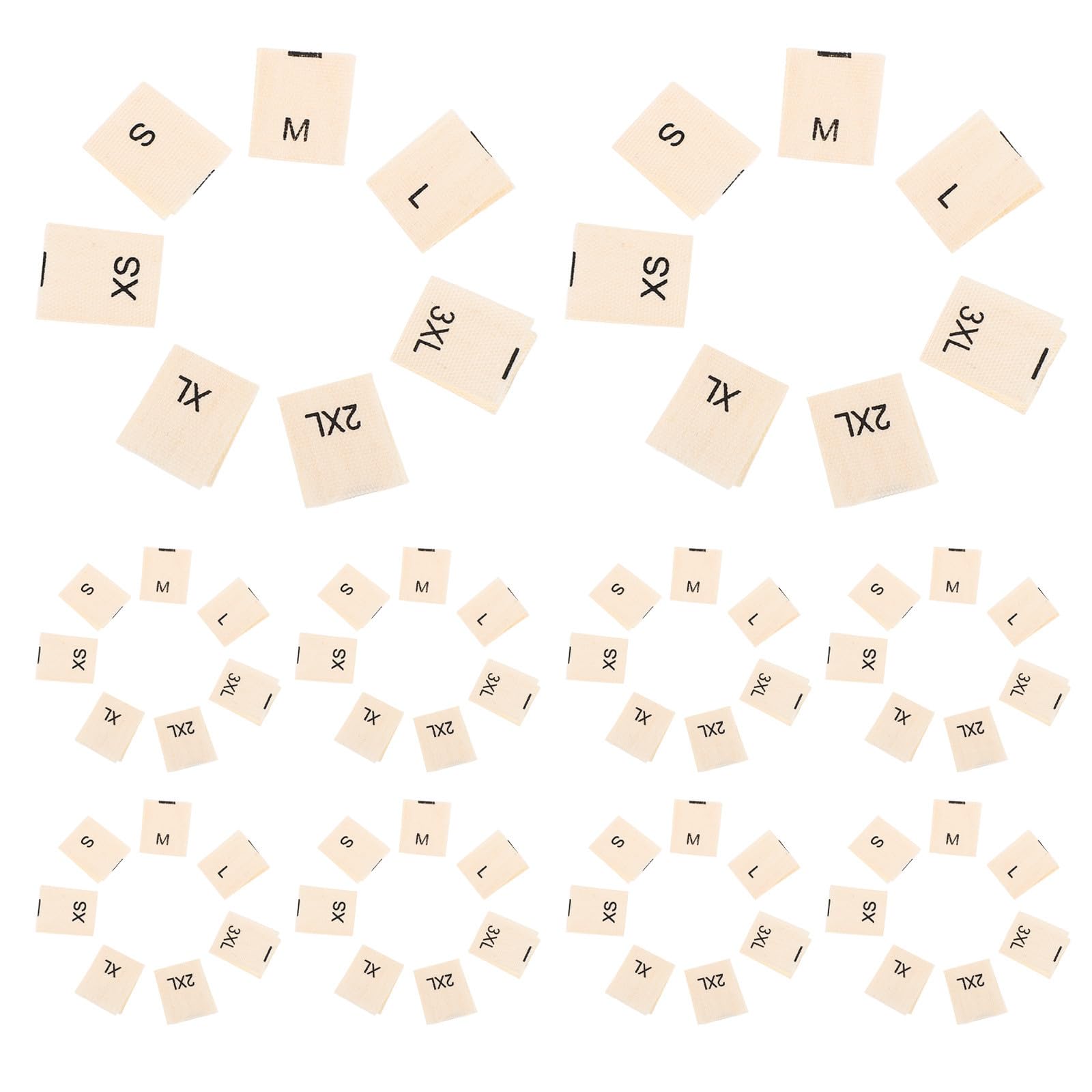 SEWACC 5600 Pièces Lot D'étiquettes de Taille en Coton Beige pour Vêtements Xs-3xl, Étiquettes Tissées à Coudre, Solide et Adaptées aux Vêtements pour Garçon et Filles et Femmes