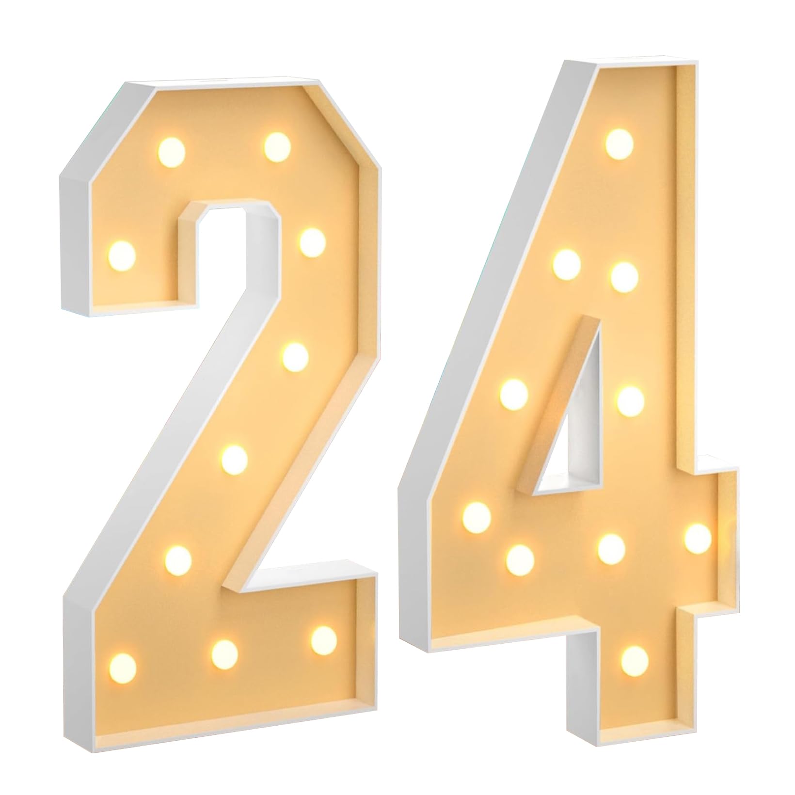 70CM/2.3FT Marquee Light Up Number 24, Large LED Numbers Lights Marquee Decoration Mosaic Warm White Light Up Sign for Home Party Birthday Wedding Birthday Xmas