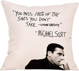 Farmhouse Quote Decorative Throw Pillow Cover, Funny Michael Scott Cushion Case Decor Sign, Seasonal Home Square Pillowcase Sofa Couch Decoration 20x20 for The Office TV Show Lover