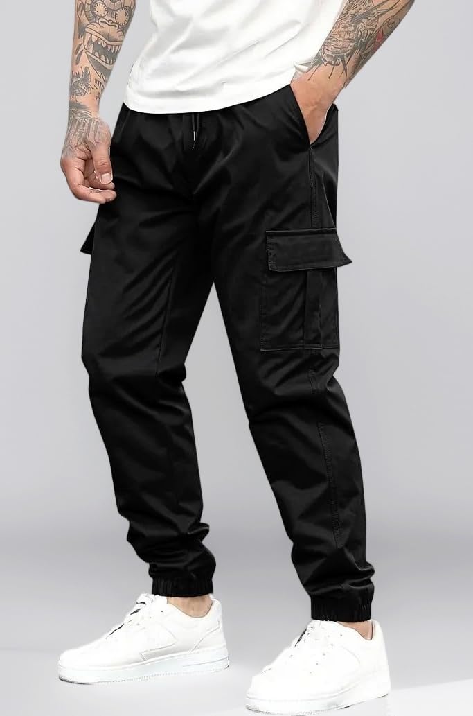 Vogaan Casual Solid Men's Regular Cargo Pants with Multiple Pockets | Cotton Cargos for Men