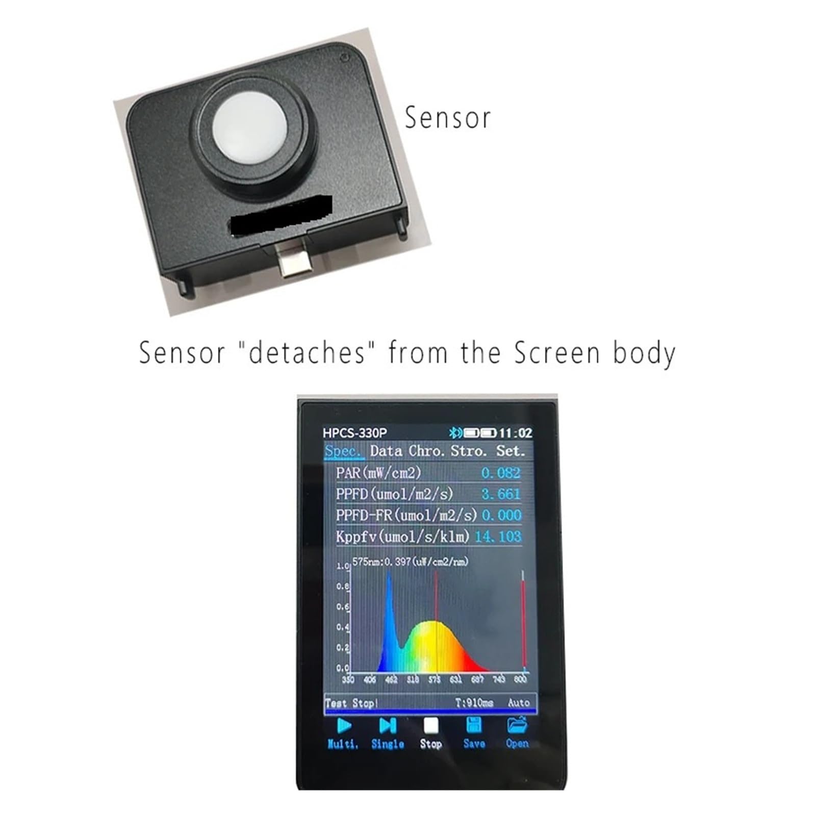 HPCS-330P Handspektrometer Hochpräziser PPFD PAR-Flimmertester mit LCD-Bildschirm 350-800 nm for LED-Wachstumslichter