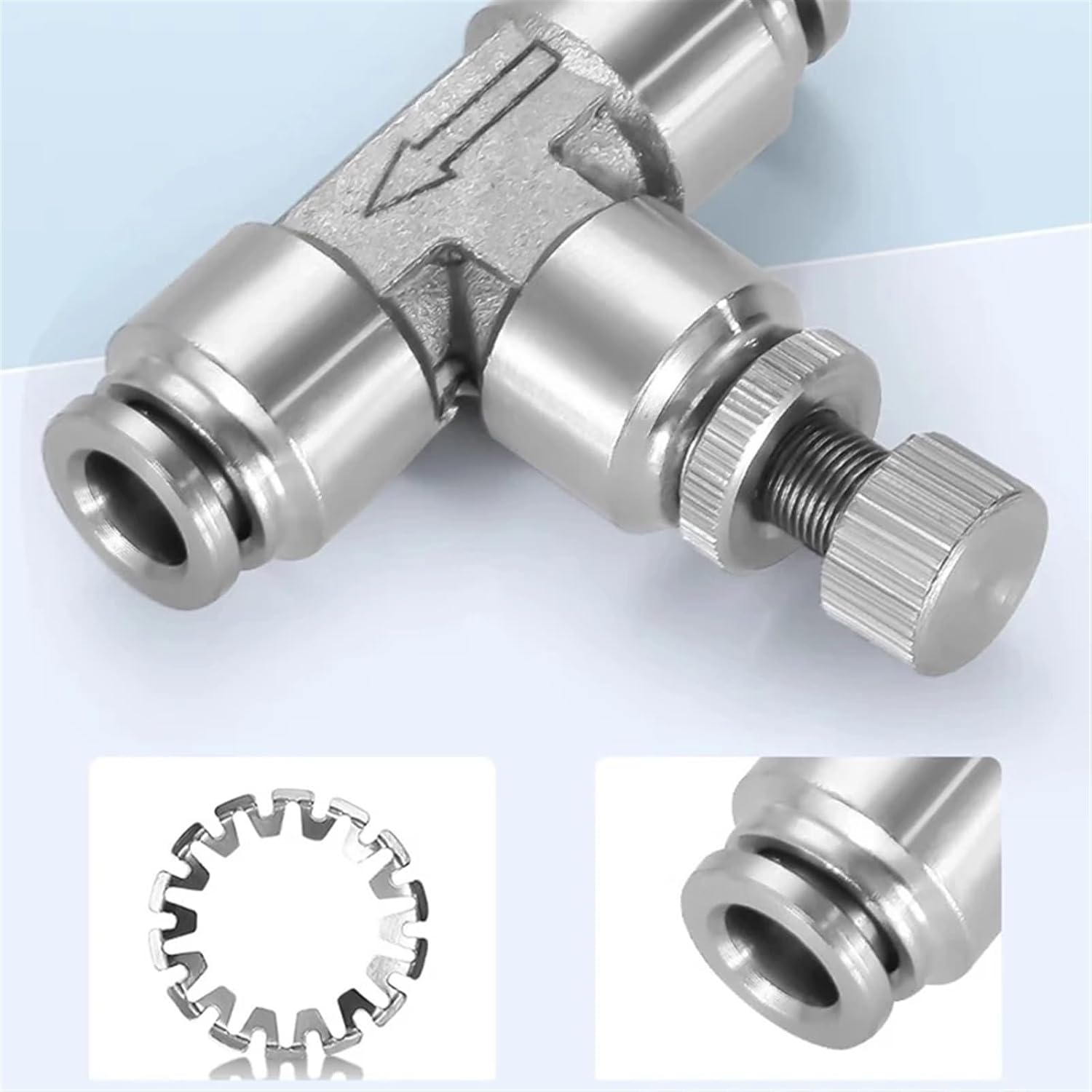 304 Stainless Valve Speed Regulation SA/PA Push To Connect Hose 4mm 6mm 8mm 10mm 12mm Pressure Control Pneumatic Throttle Valve (Color : 4mm)