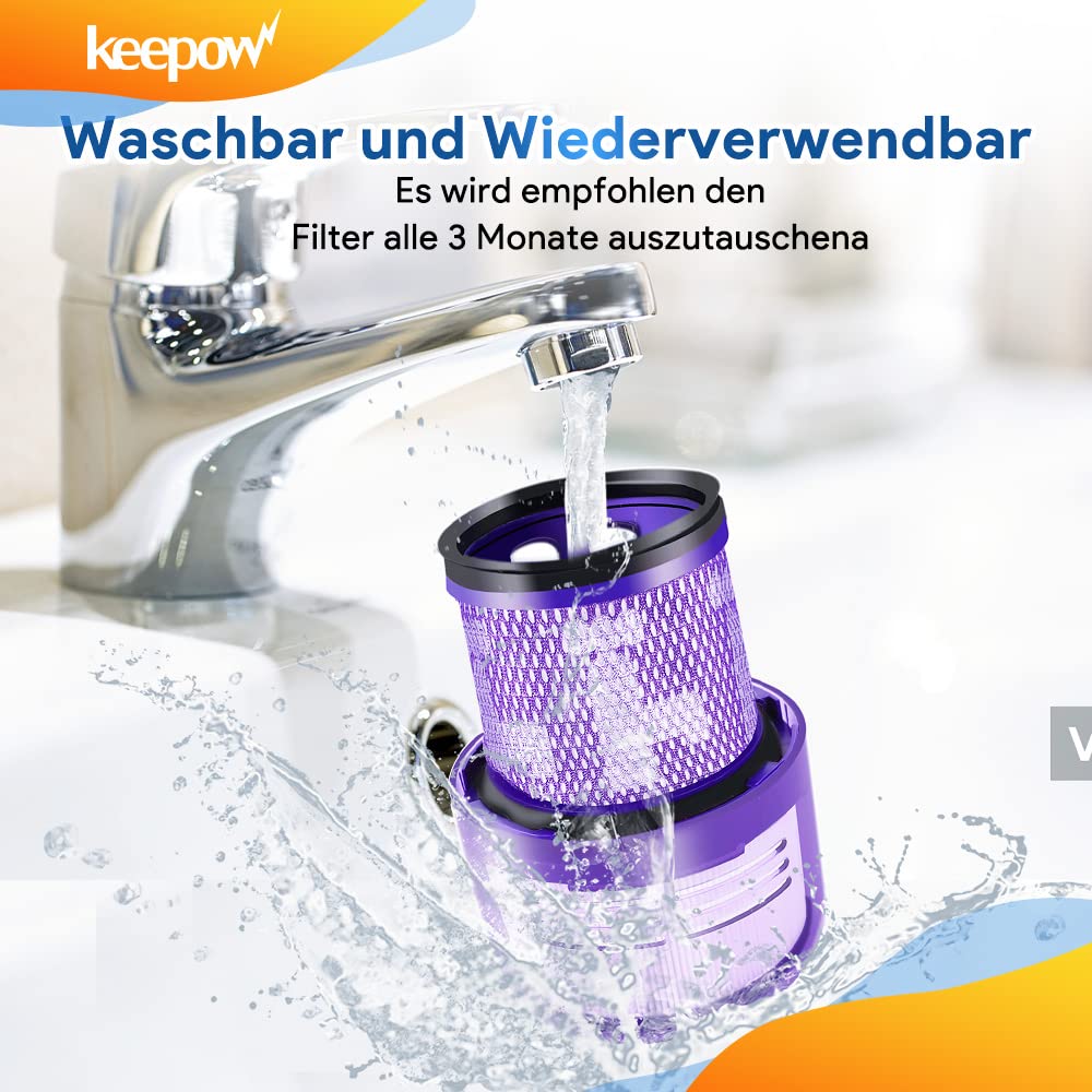 KEEPOW V11 Filter für Dyson, Filter für Dyson V11 V15, 2 Stück Ersatz Filter für SV14 SV17 SV22 Absolute Animal Detect Extra Pro Torque Drive Staubsauger, 970013-02