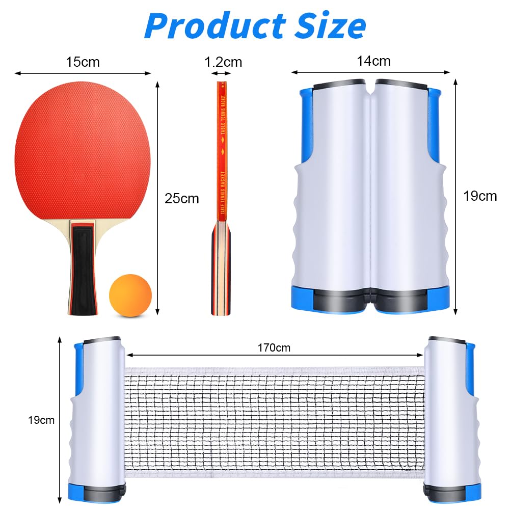 flintronic Set de Tennis de Table, Ensemble Pong de Table Portable, Ping Pong Kit pour Adultes Enfants, Raquette de Ping-Pong avec 3/6/9 Balles & Sac de Transport, pour Athlètes, Débutants, Experts