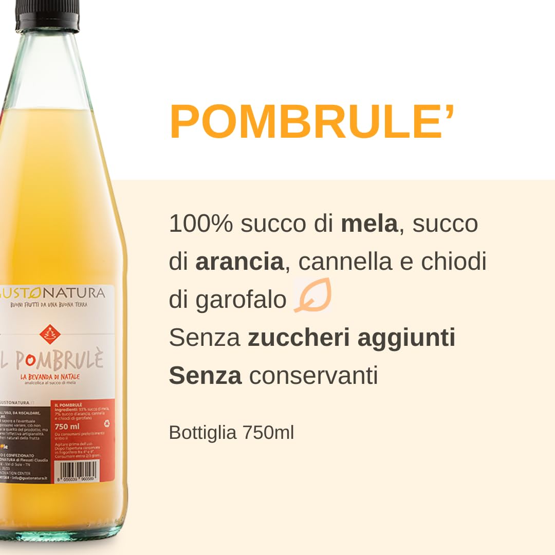 Gustonatura - Box Degustazione | Cesto Alimentare 11 pezzi | 6pcs Succhi di Frutta del Trentino Alto-Adige | 1pcs Pombrulè | 3pcs Composte Frutta | Snack Mele | 100% Italiano | Val di Sole