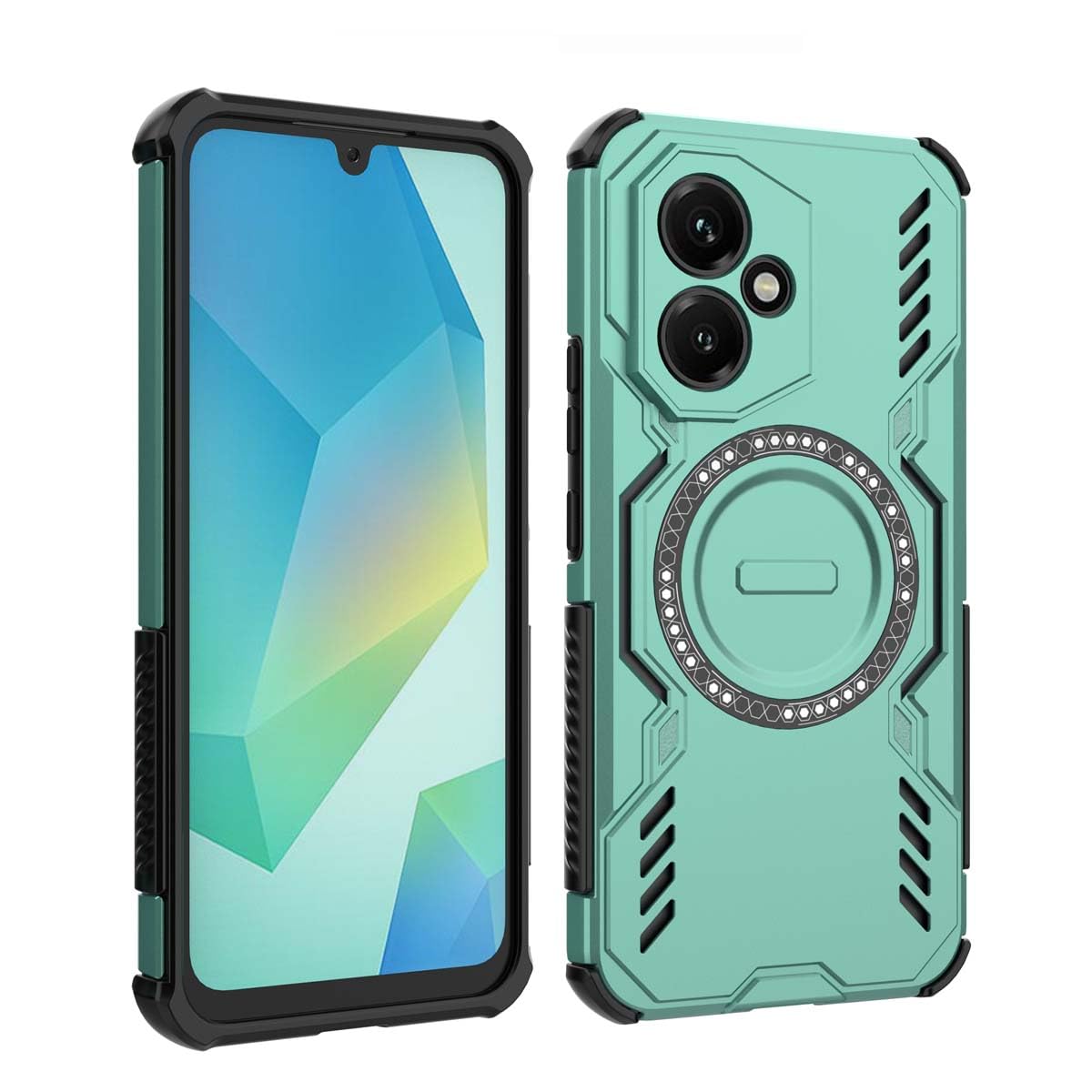 Cover Honor 400 Lite anello magnetico trasparente - Nero - Italiano
