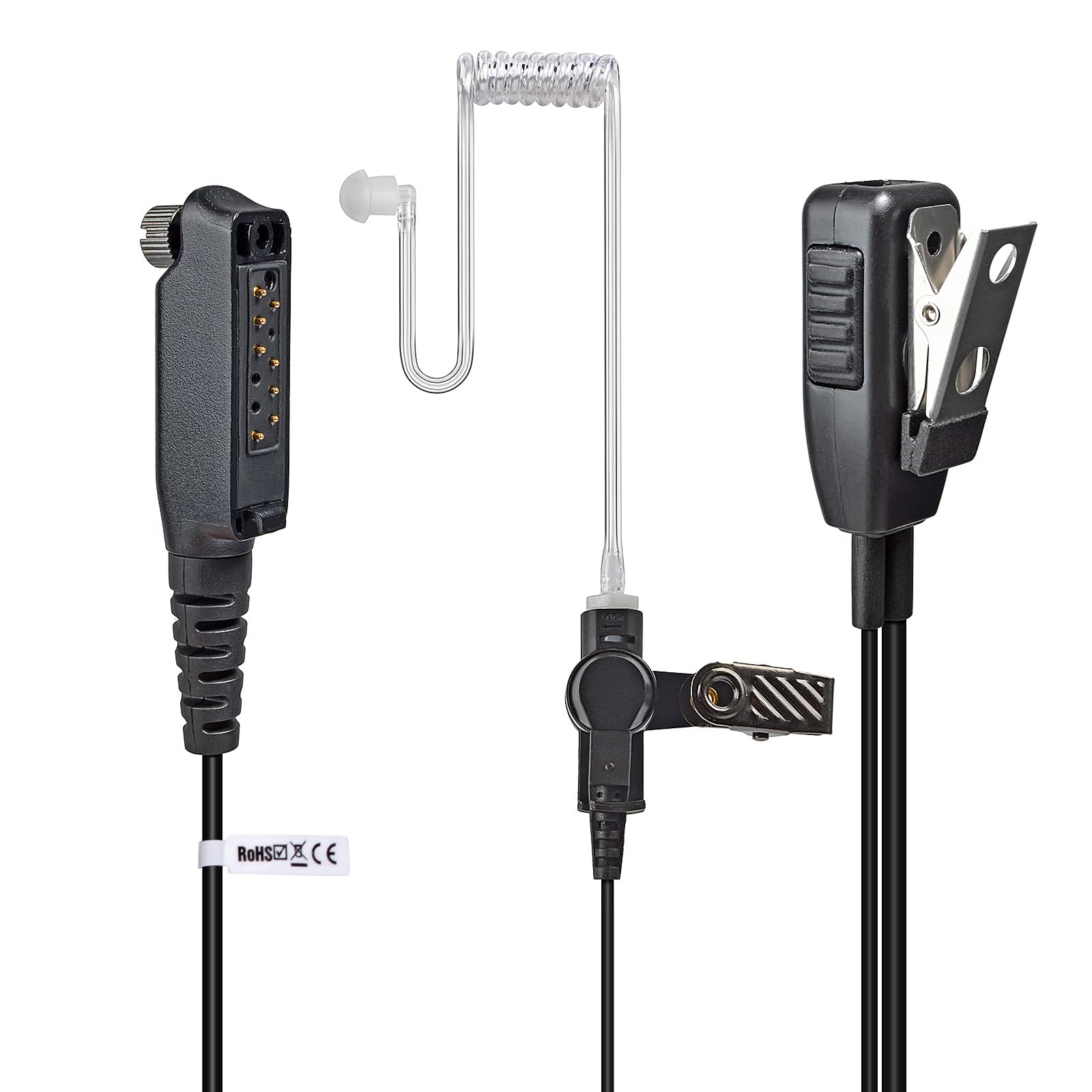 UAYESOK Security Funkgerät Headset Ohrhörer In Ear Schallschlauch Kopfhörer für Sepura STP8000 STP9000 STP8238 SC20 SC21 Tetra PTT Mikrofon Walkie Talkie Zubehör (Sepura + 1 Paar Ohrstöpsel)