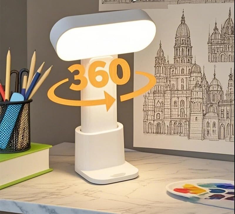 Luminária de Mesa Sem Fio USB Recarregável | Toque + Base Magnéti...