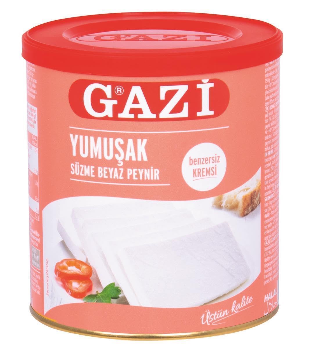 Gazi Yumusak Hirtenkäse - 12x 500g Dose - cremiger Weich-Käse aus Kuhmilch, Kuhkäse Süzme Beyaz Peynir mit 55% Fett i.Tr., besonders zart und cremig, für Salate, als Füllung in Teigrollen