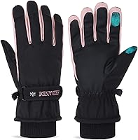 Vista 1 de Krevz Guantes de esquí, guantes de snowboard impermeables con pantalla táctil para mujer, guantes de invierno cálidos resistentes al viento, ajuste
