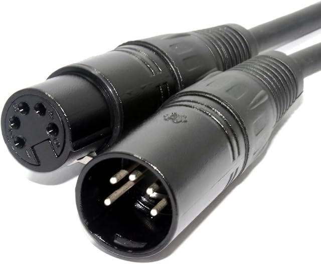 PULSE DMX Spiral Shielded Insulated 5 Pin Male to Female Cable 50cm [0.5m]