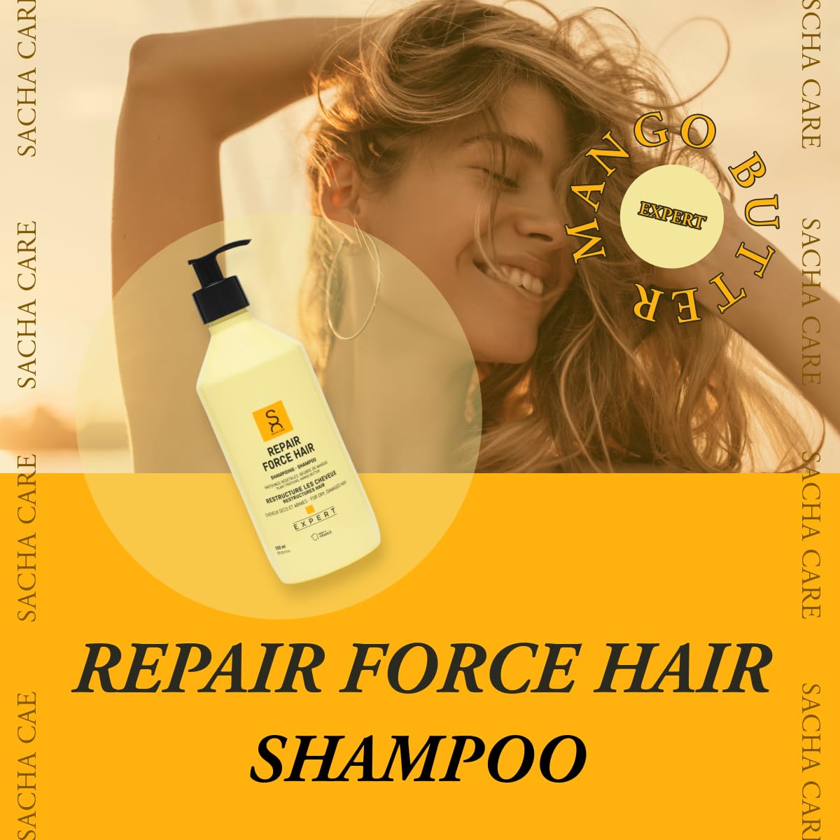Expert Repair Force Hair szampon – z białkami roślinnymi i masłem mango, do suchych i zniszczonych włosów, regenerująca pielęgnacja, 500 ml