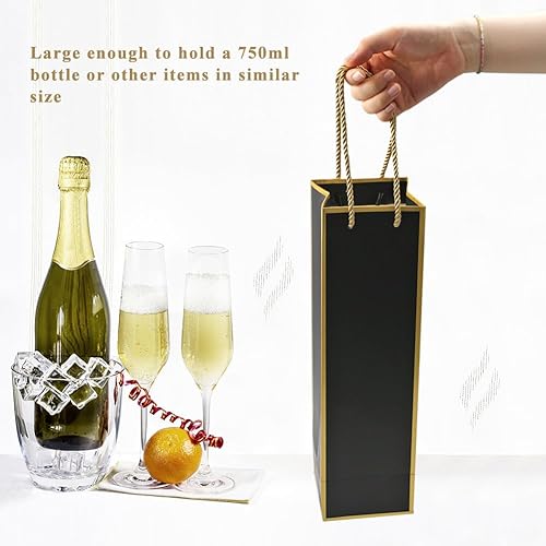 Miniatura 4 de Miraclekoo Bolsa de vino para regalos de botellas de vino, bolsas de regalo de vino de lujo, 4 x 4 x 13.8 pulgadas, bolsas de botellas de vino de