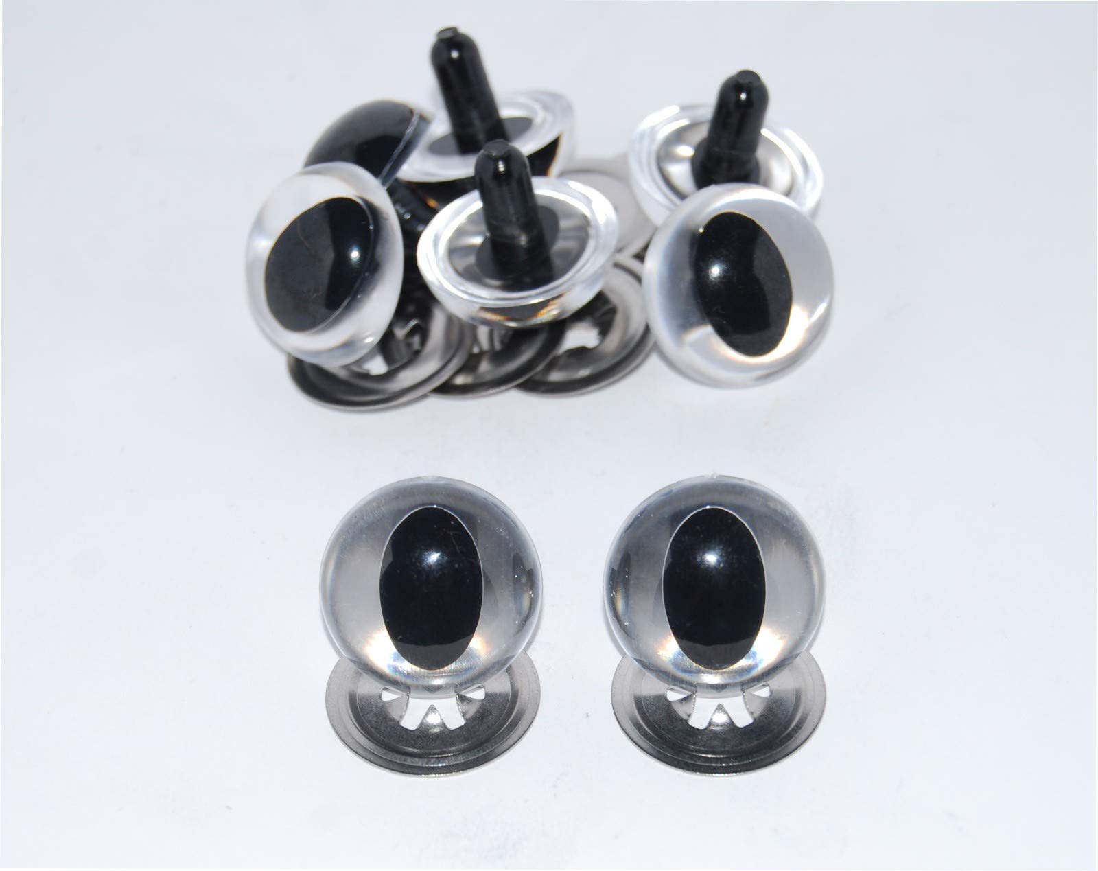 celloexpress Crystal Cats Eyes with Metal Backs - 21mm - Safety Eyes for Soft Toys or Teddy Bears (Pack of 4 Pairs, Clear Cats Eyes) — image 1