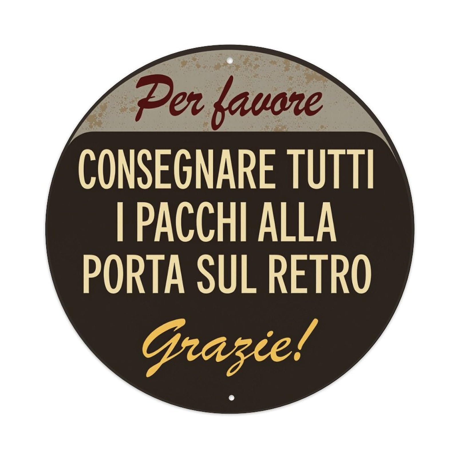 Please Deliver All Packages to The Back Door Thank You Vintage Metal Tin Sign Retro Wall Decor for Home Bar Garage Cafe, Indoor & Outdoor Decorative，circle Metal Poster, 8x8 Inch