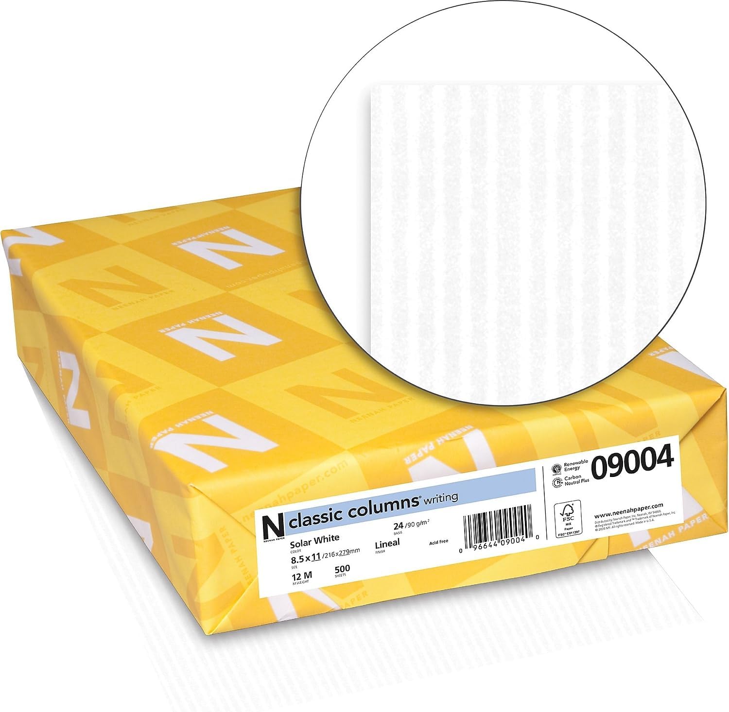 Writing Paper, 8.5 x 11 Inch, 24 lb, Linear Pattern, Solar White, 500 per Ream