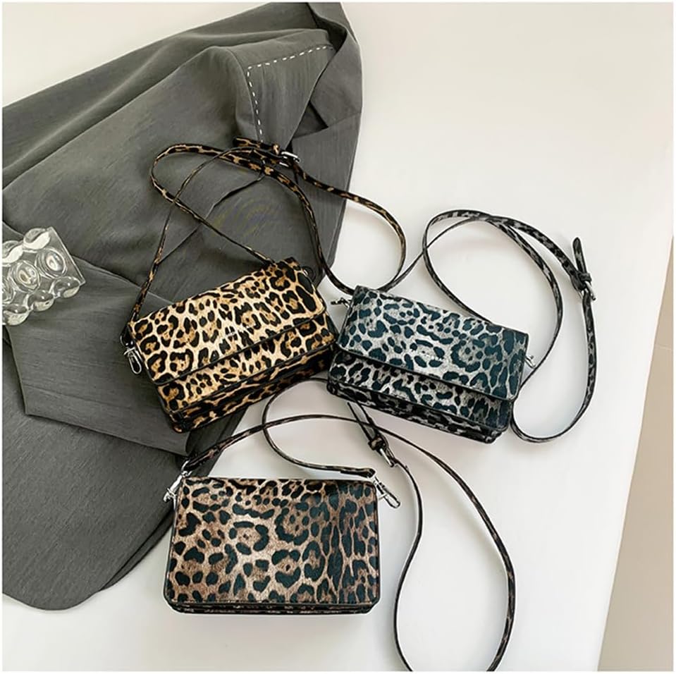 Leopard Print Crossbody Bag Cheetah Print Hobo Satchel Square Bag Y2k Leopard Messenger Bag Cheetah Print Evening Bag