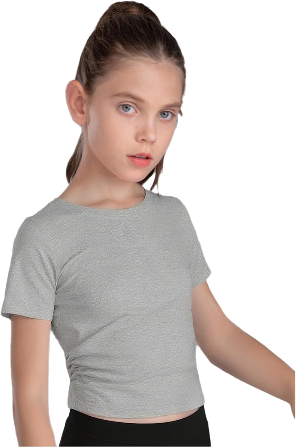 Girls Sports Tee Lightweight Moisture Wicking Athletic T-Shirts for Gym Play School Daily Wear