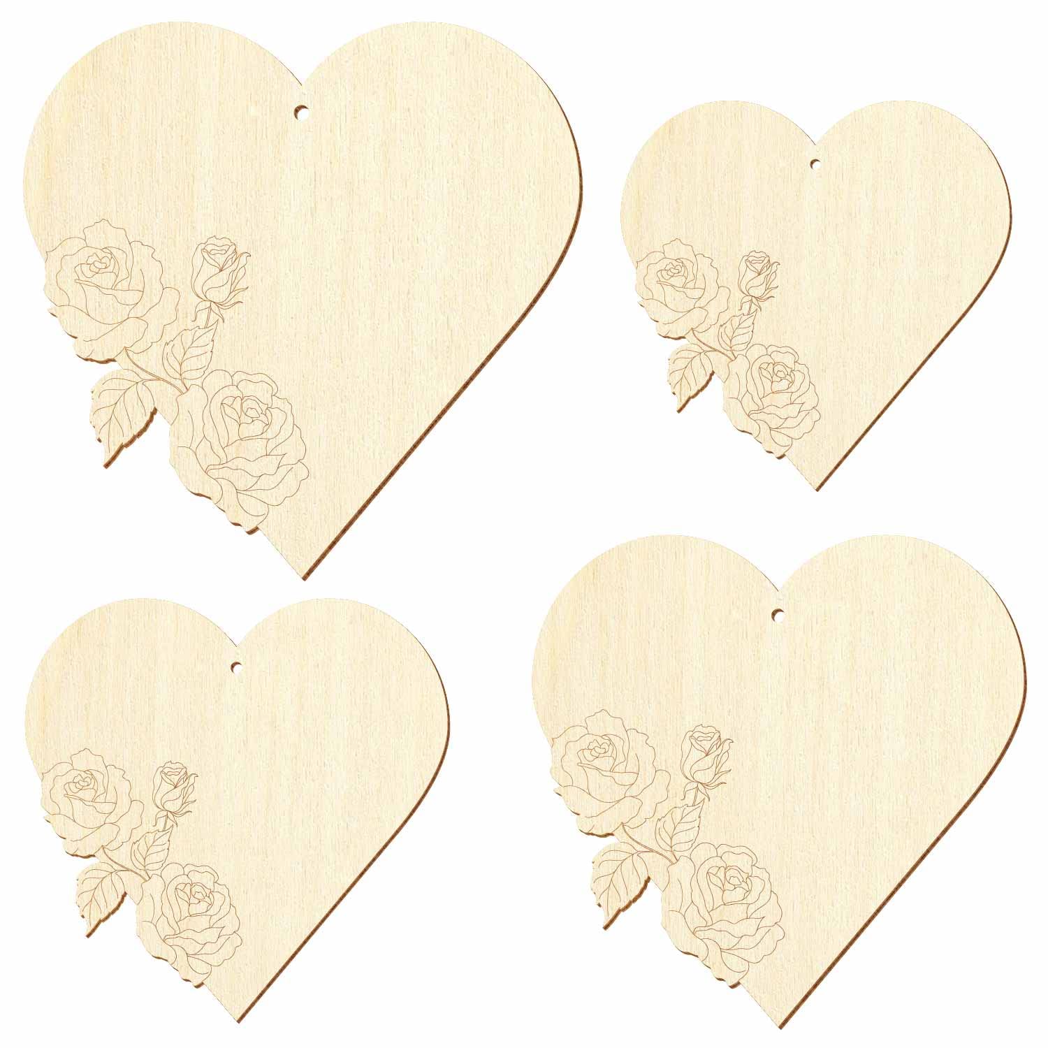 Holz Herz mit Rosen - Deko Basteln 5-50cm