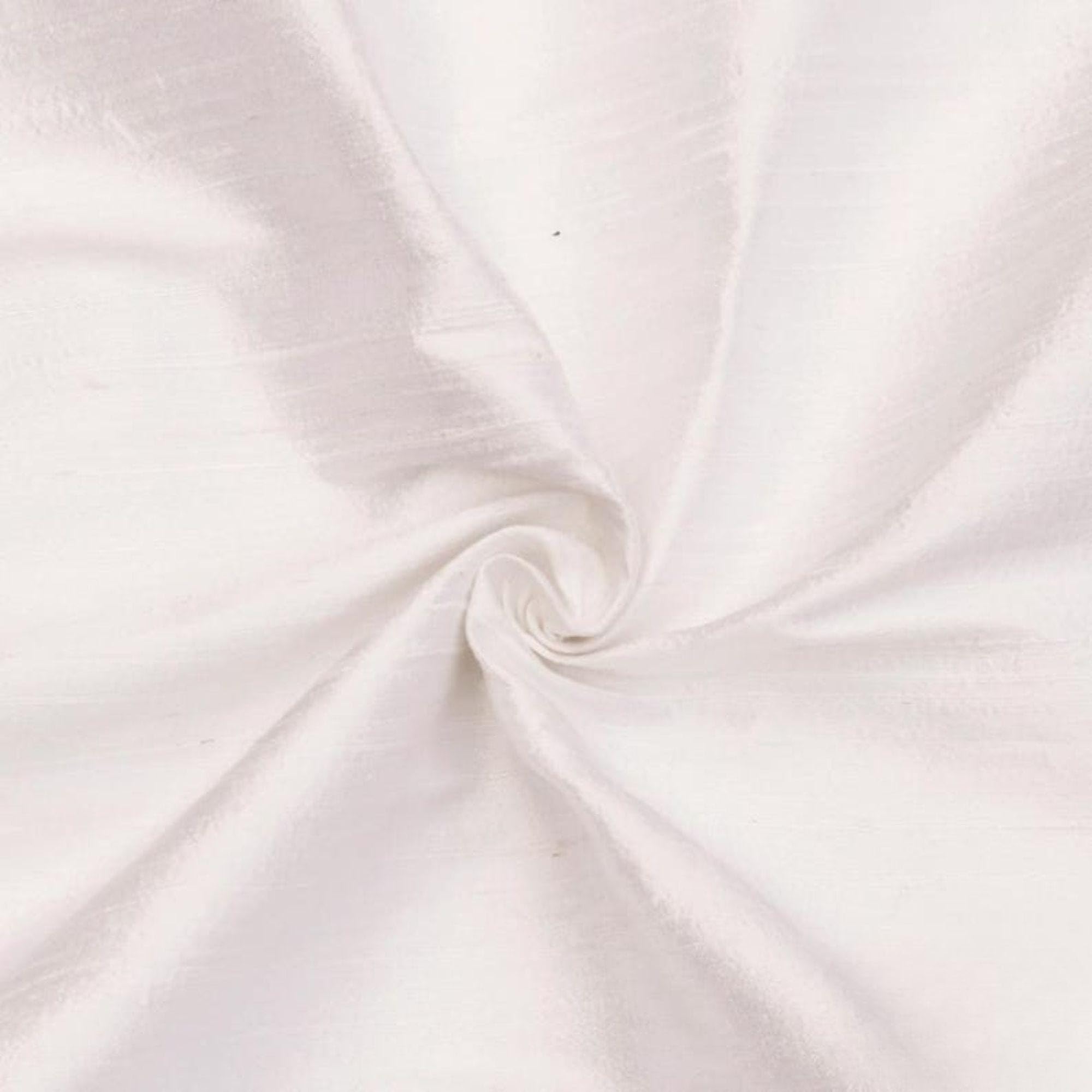 Fabric Mart Direct Ivory 100% Pure Silk Dupioni Fabric By The Metre, 4 Continuous Metres 104 cm Width Pure Raw Silk Solid Color Ivory Wholesale Silk Upholstery Fabric for Curtains Bridal Dress Drapes — image 1
