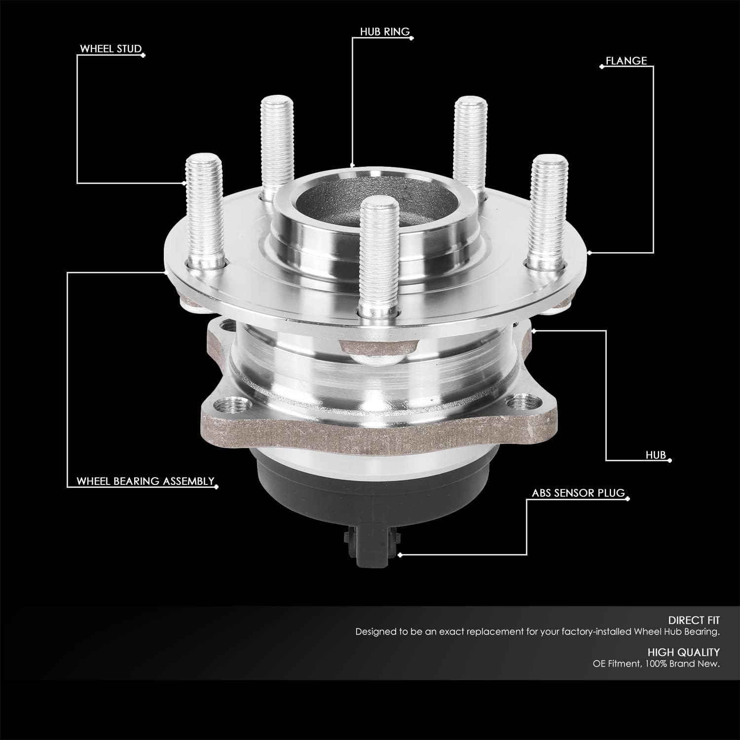 DNA MOTORING OEM-WHA-0113 Rear Wheel Bearing Hub Assembly w/Speed Sensor Compatible with 2007-2020 Santa Fe / 2007-2012 Veracruz / 2011-2015 Sorento