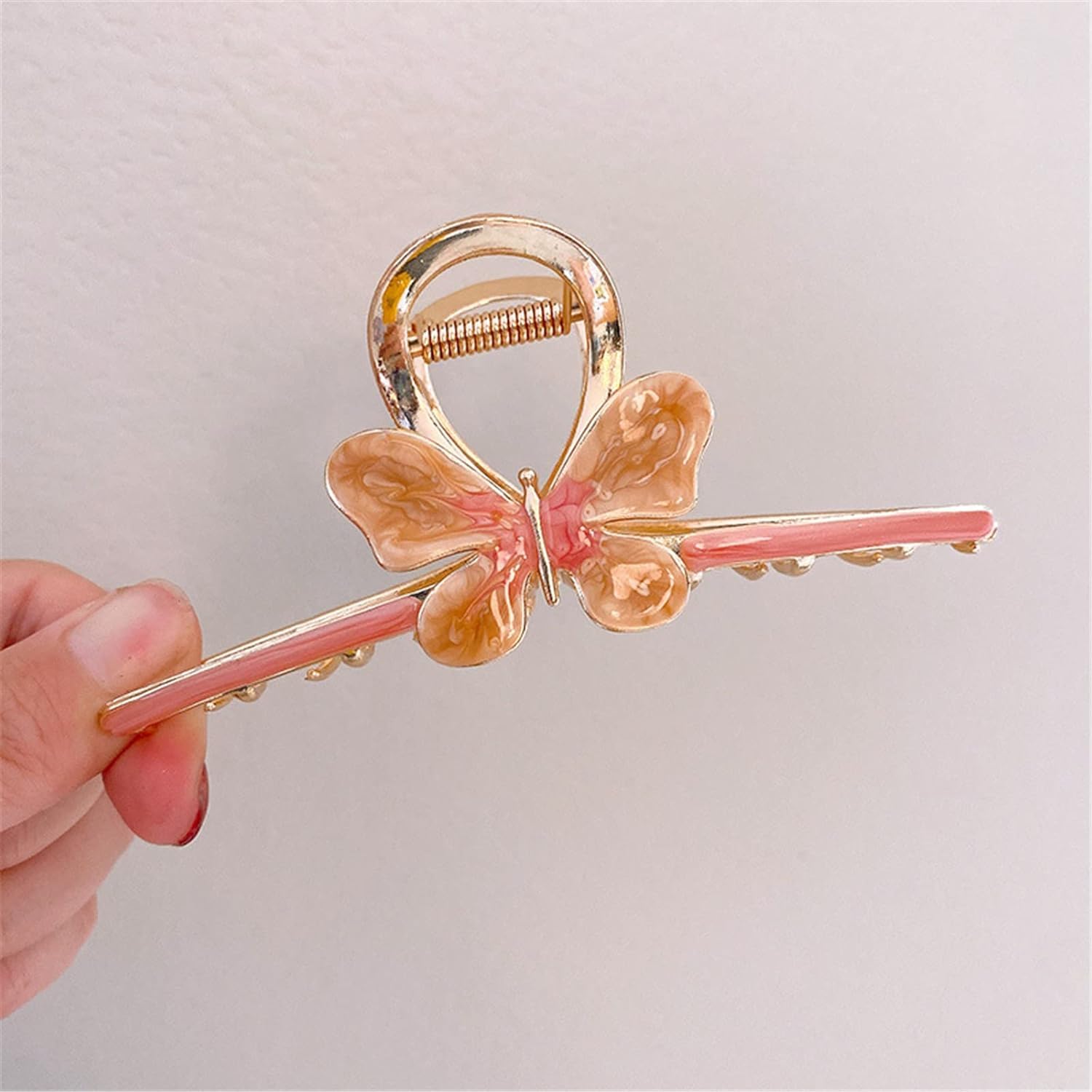 Duże spinki do włosów, eleganckie motylkowe pazury do włosów spinka do włosów słodka duża metalowa spinka do włosów rekin zacisk do włosów nakrycia głowy Haarclip Accesorios różowy (Color : Roze)