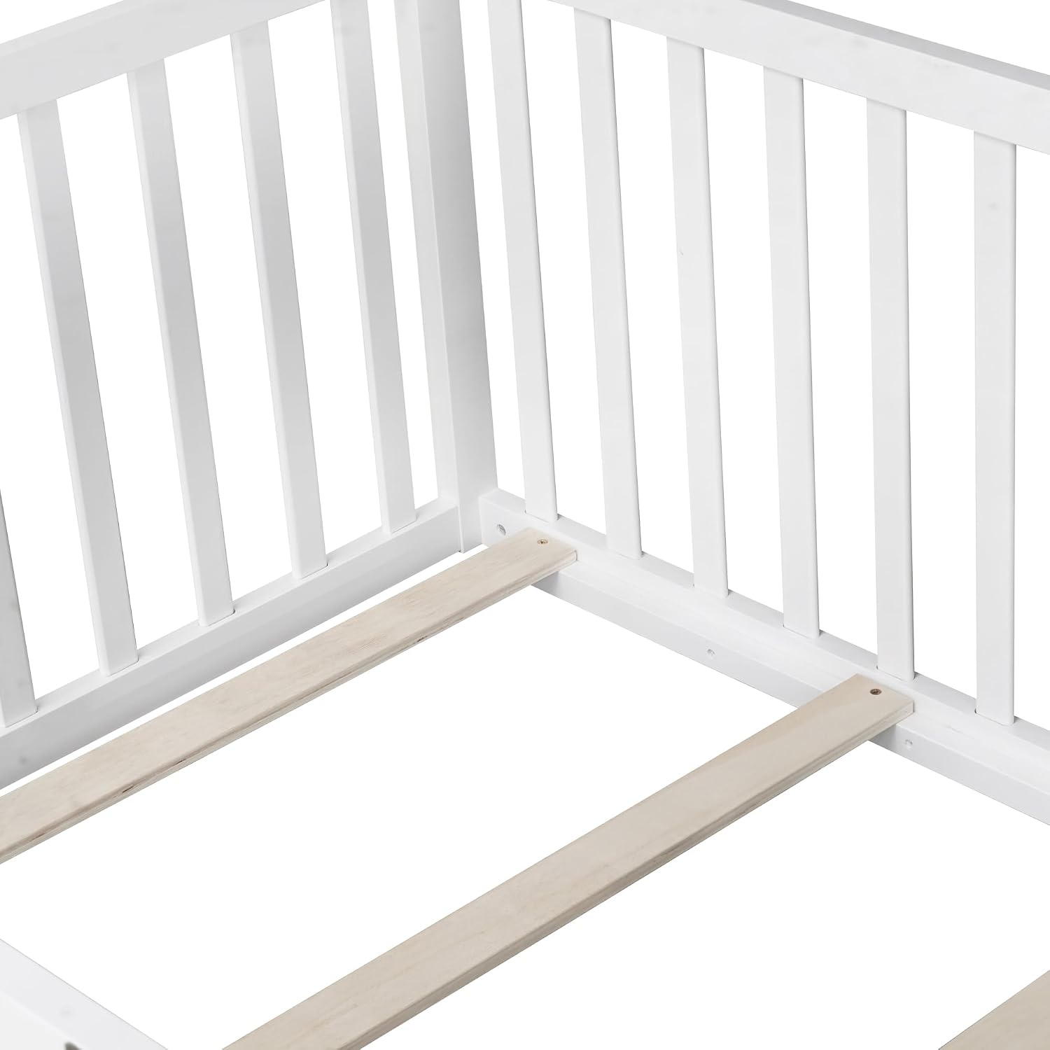 Bellemave Twin Size Floor Bed with Slats and Guardrails, Twin Size Montessori Floor Bed with Rails, Easy Assemble Montessori Beds Frame for Bedroom, White