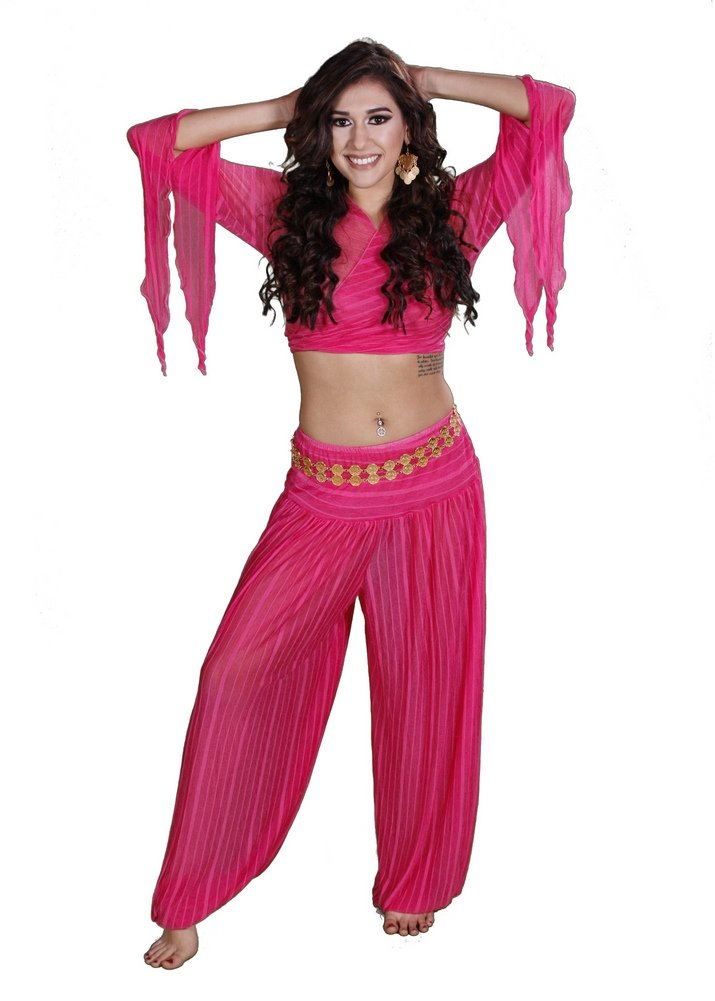 Pantalon Sarouel Danse Du Ventre Enfant - Mousseline - Pour Danse Orientale Et Déguisement - 2-12 Ans
