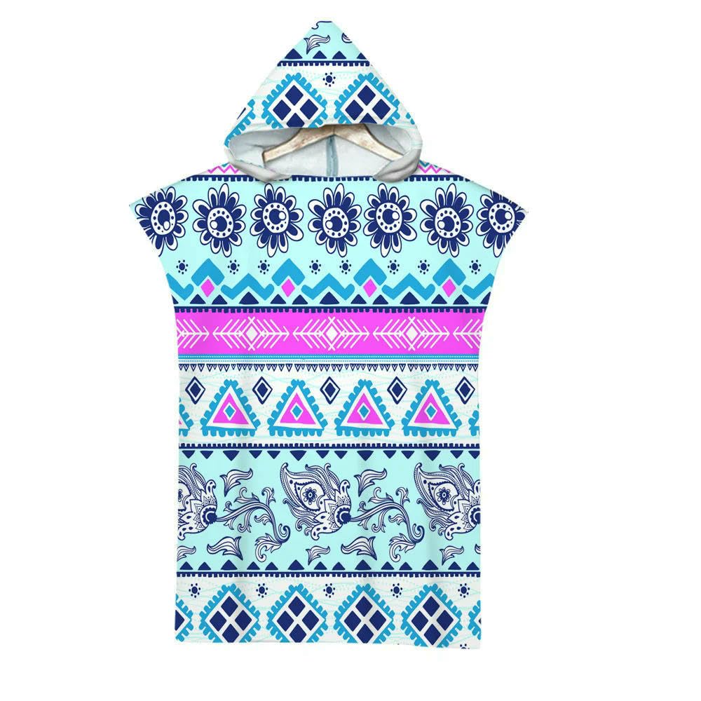 ZBDP Geometrisches Strandtuch, weiche Mikrofaser, schnell trocknend, große Badetücher, Kapuzenumhang, Neoprenanzug, Erwachsenen-Poncho, Bademantel, Surfen