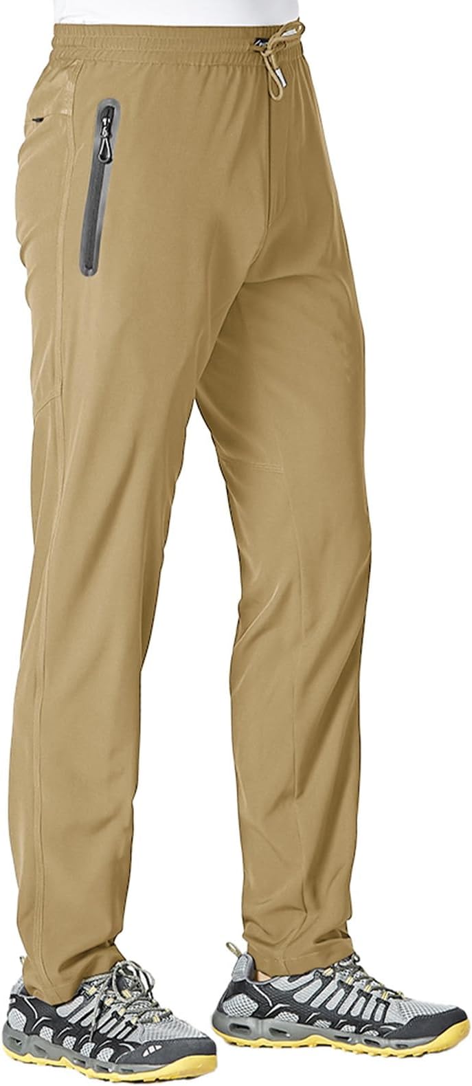 Men's Lightweight Hiking Travel Pants Breathable Athletic Fishing Active Joggers Zipper Pockets